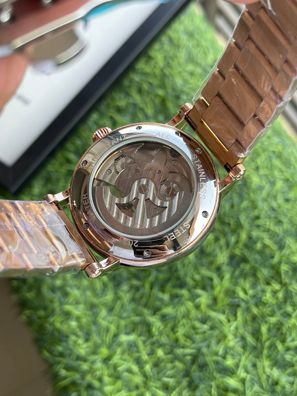 RC Patek Skeleton Automatic Gold Bracelet Watch