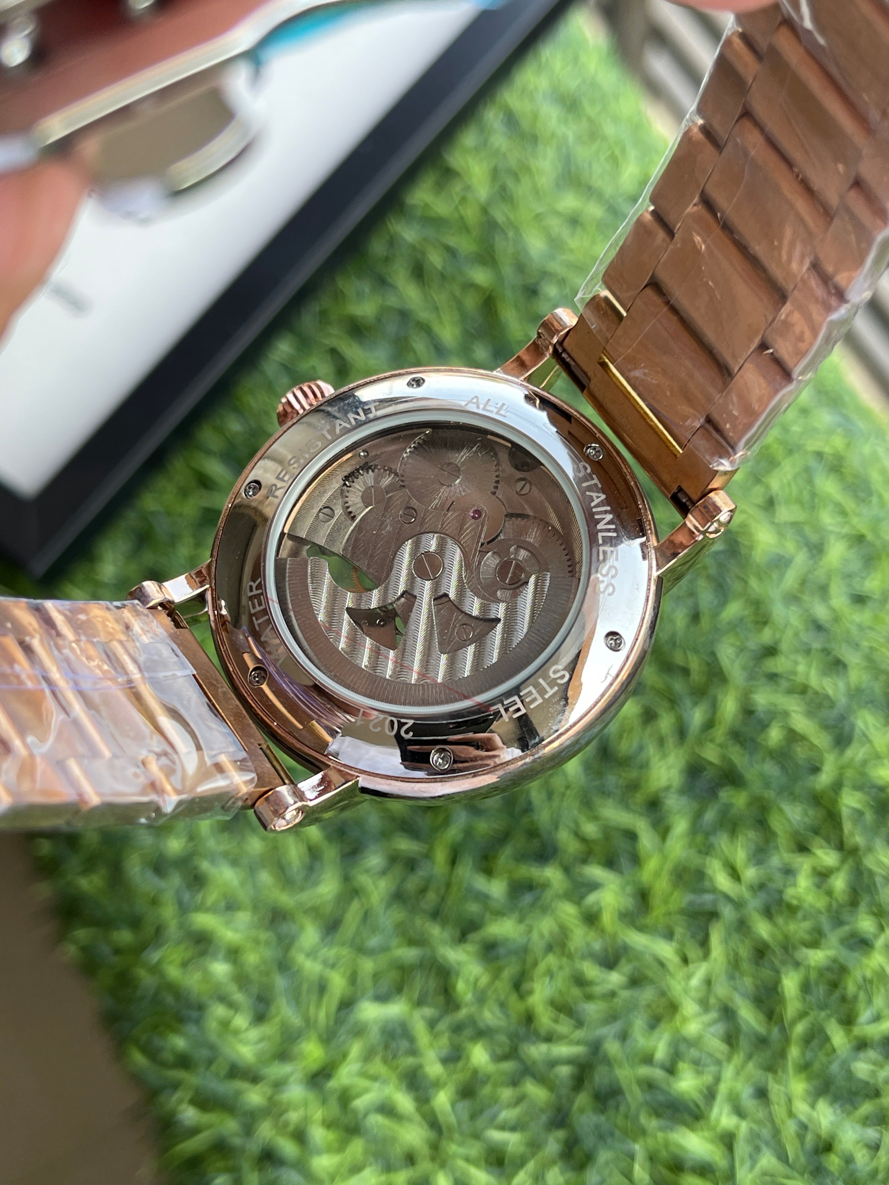 RC Patek Skeleton Automatic Gold Bracelet Watch