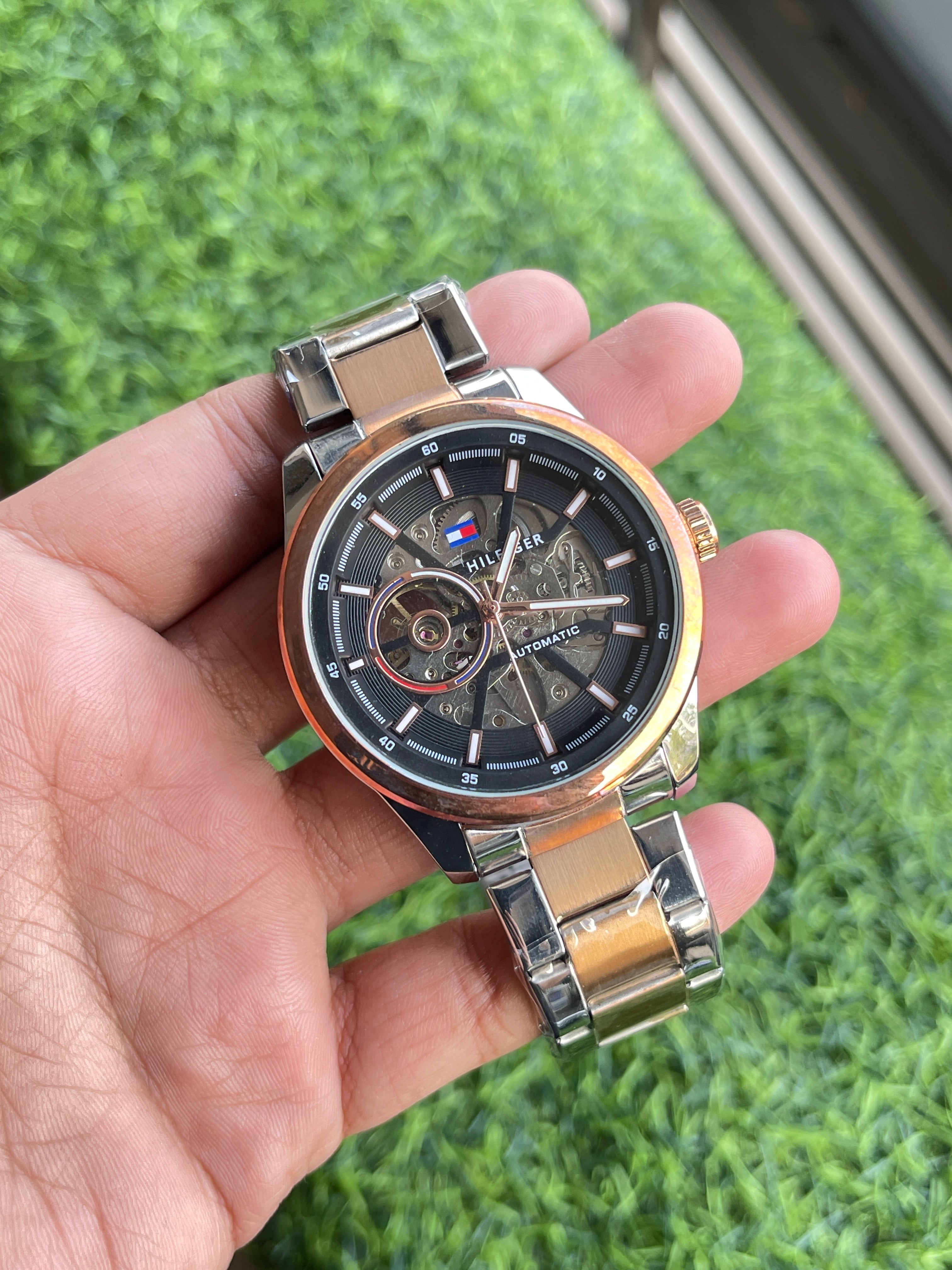 RC Tommy Automatic Skeleton Men’s Watch (Rose Gold & Black)