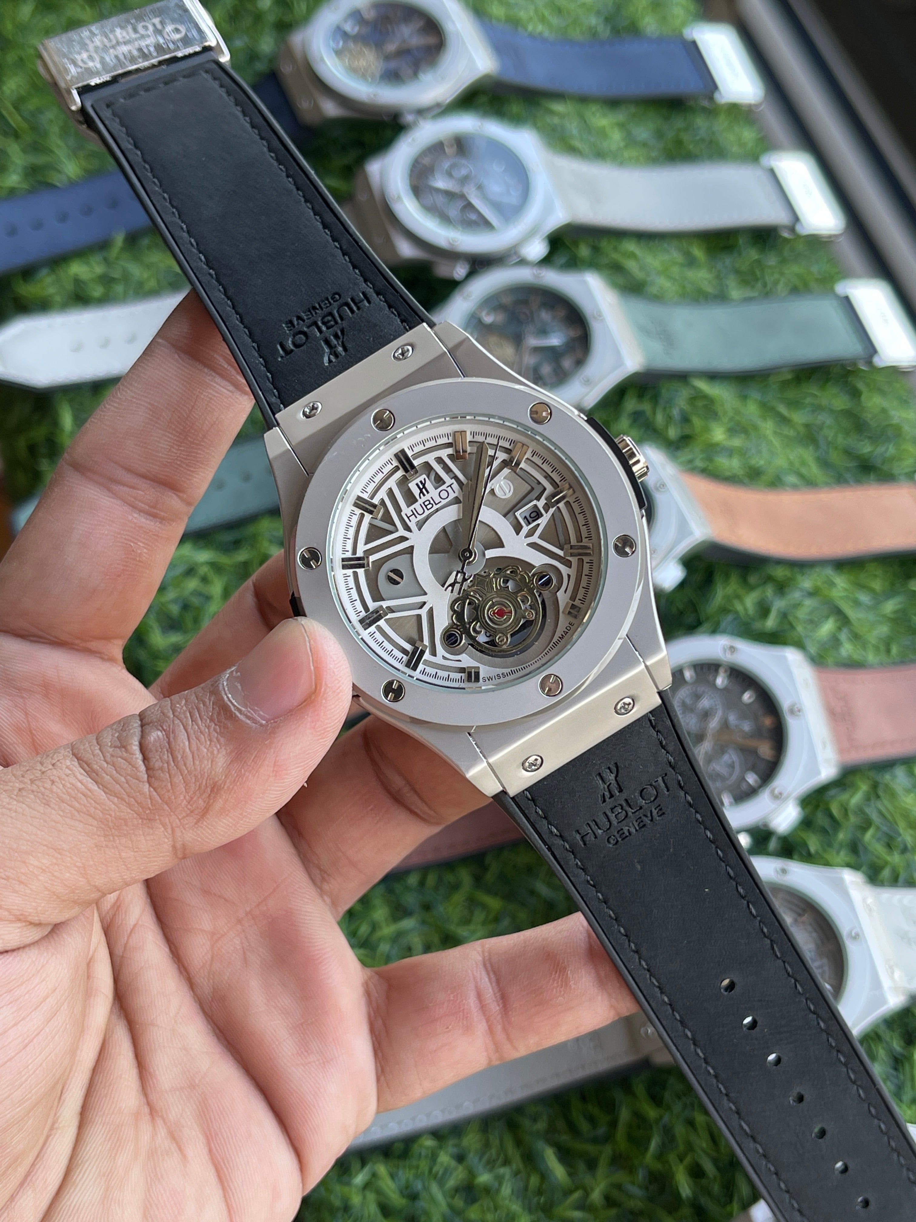 RC Hublt Skeleton Quartz – Black Strap (Light Dial)