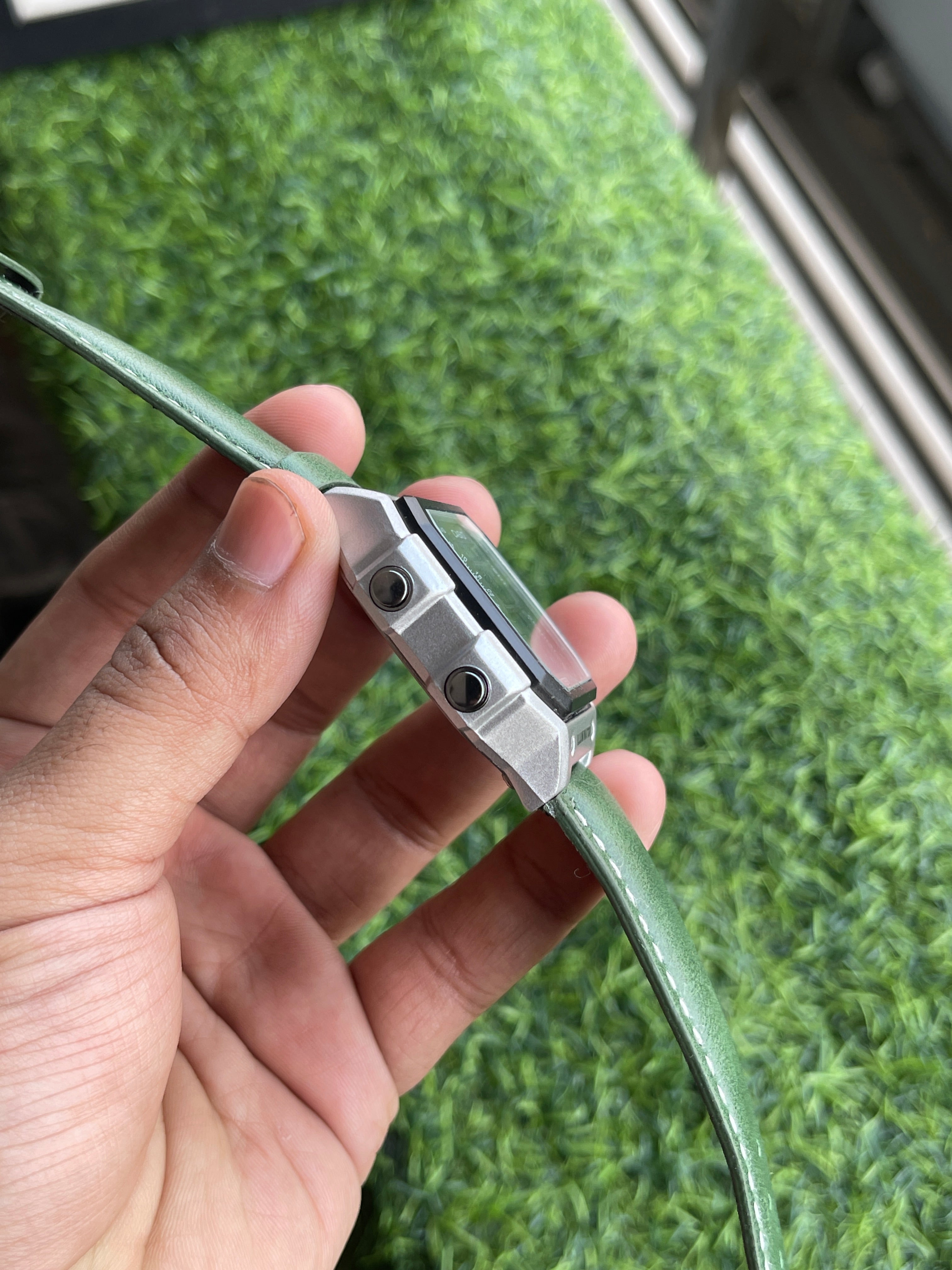 RC Casiio World Time Digital – Green Leather Edition