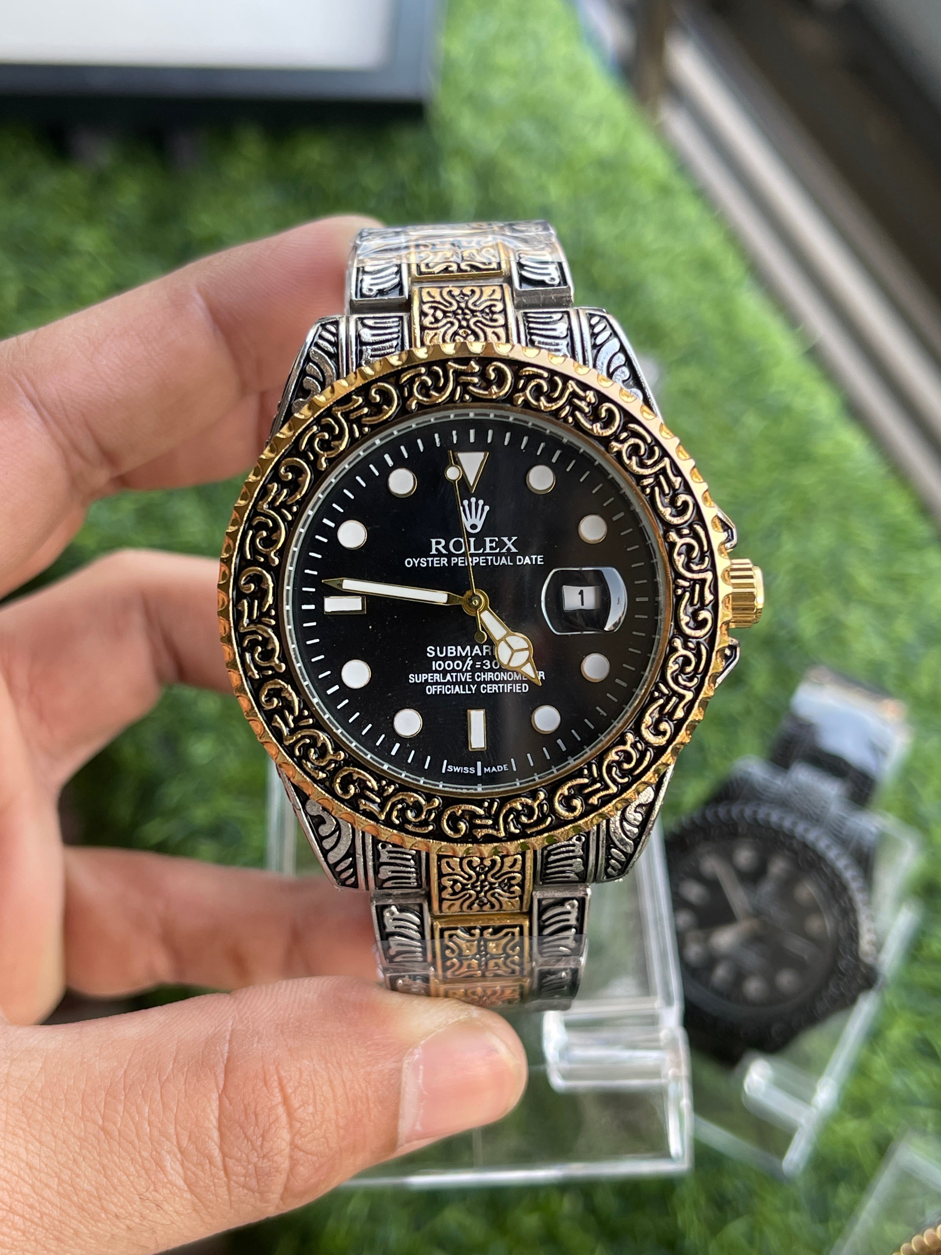 RC RLX Submariner Royal Carving Edition – Gold-silver Case & Black Dial