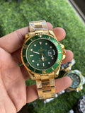 RC RLX Submariner Green Dial – Gold Stainless Steel Strap