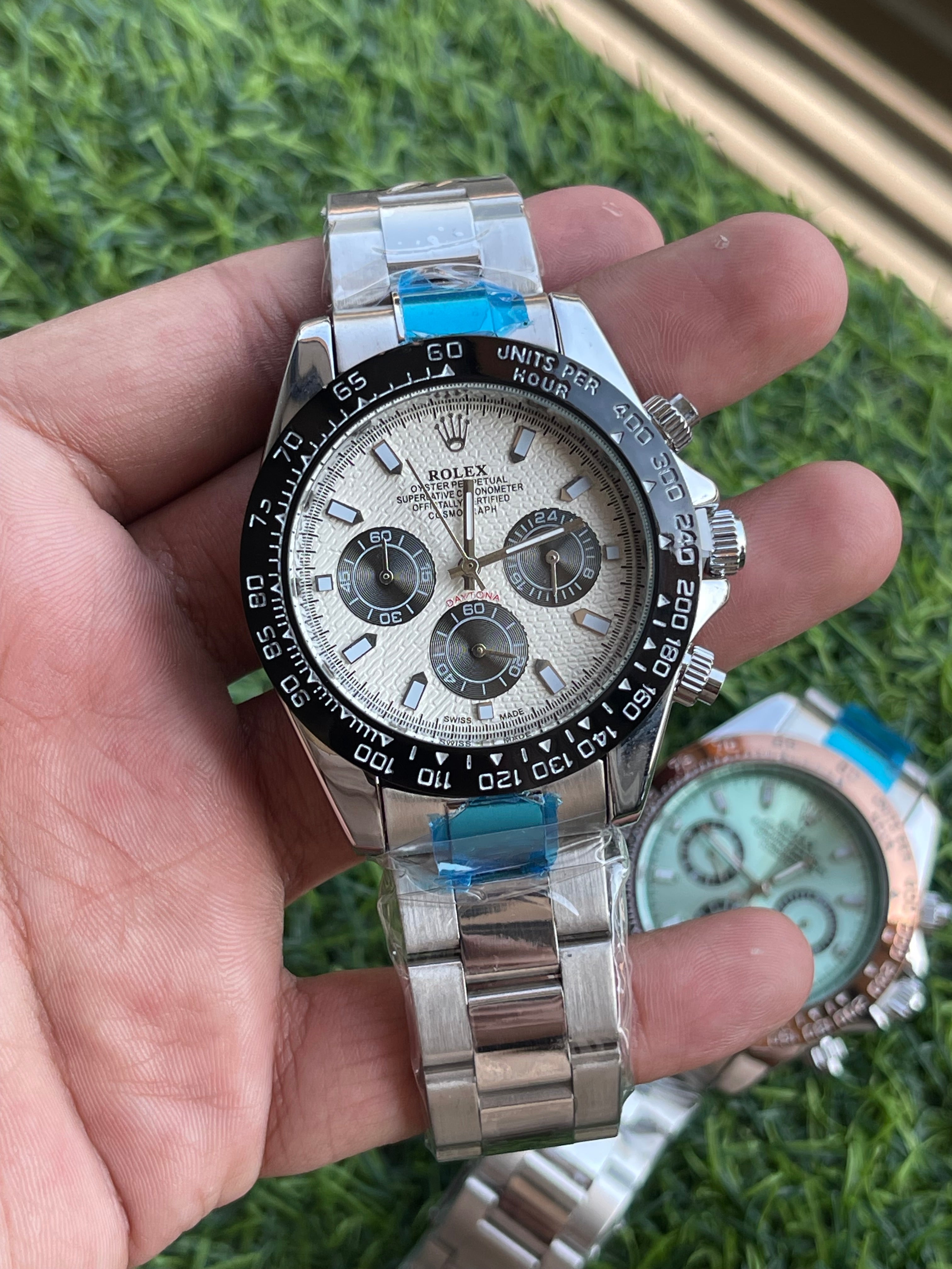 RC RLX Luxury Chronograph Stainless Steel Watch – Daytona-Style Design