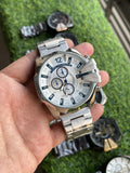 RC Diiesel Chronograph Watch – Silver & White-Blue Edition